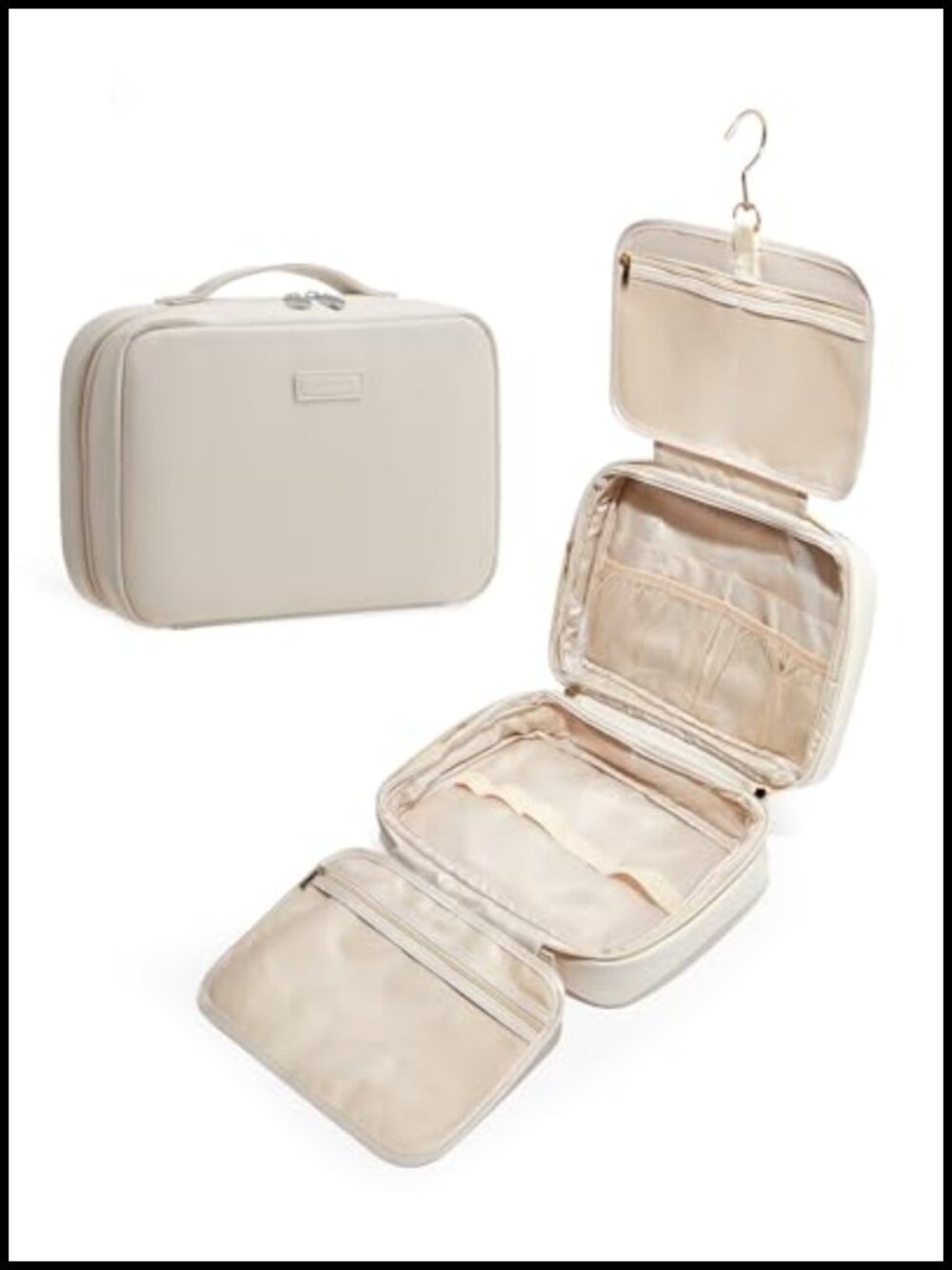 PU Leather Toiletry Bag Hanging Hook Travel Makeup Cosmetic Organizer 4